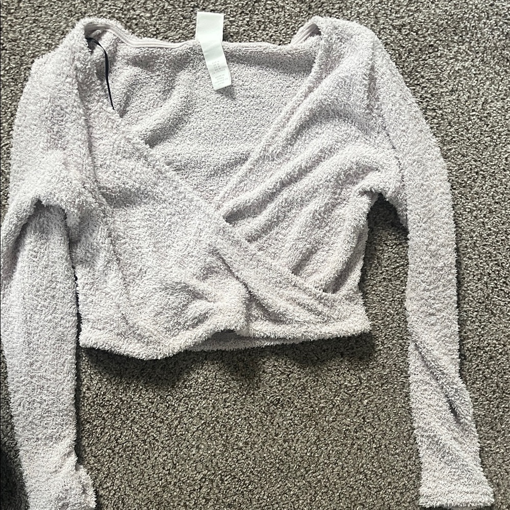 H&M Taupe Cropped Textured Sweater